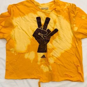 Yellow destroyed Adidas ASU crop top